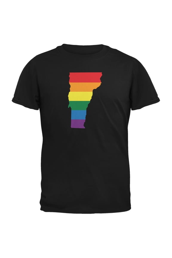 Vermont LGBT Gay Pride Rainbow Black Adult T-Shirt - Medium