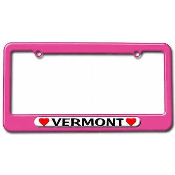 Vermont Love with Hearts License Plate Tag Frame, Multiple Colors