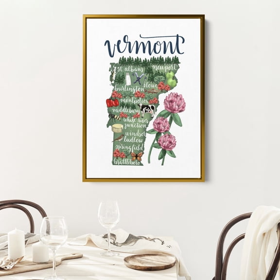 Vermont Map Decor Handdrawn State Illustration, Unframed Paper Print