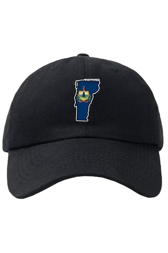 Vermont Map Flag Baseball Cap Hat Hook & Loop Closure USA Vermont State Montpelier The Green Mountain State - Personalize it!