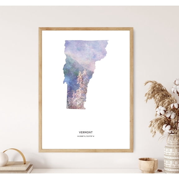 Vermont Print Vermont Print Vermont Vermont Vermont Map Art Map Of Vermont