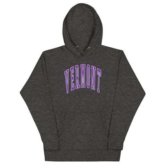 Vermont Purple Hoodie (Charcoal Heather, 2XL)