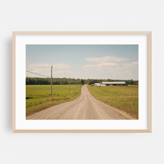 Vermont Rural 01 - Sheffield Vermont Photography Rural Farm Countryside Pastoral Scenic Landscape Nature Oak Framed Wall Art Print 16 x 24 inches