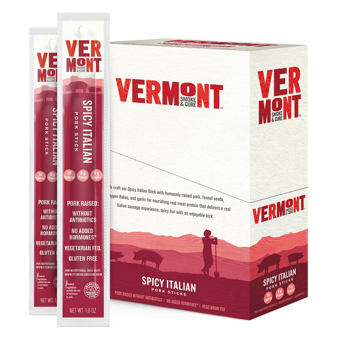 Vermont Smoke & Cure Meat Sticks, Pork, Antibiotic Free, Gluten Free