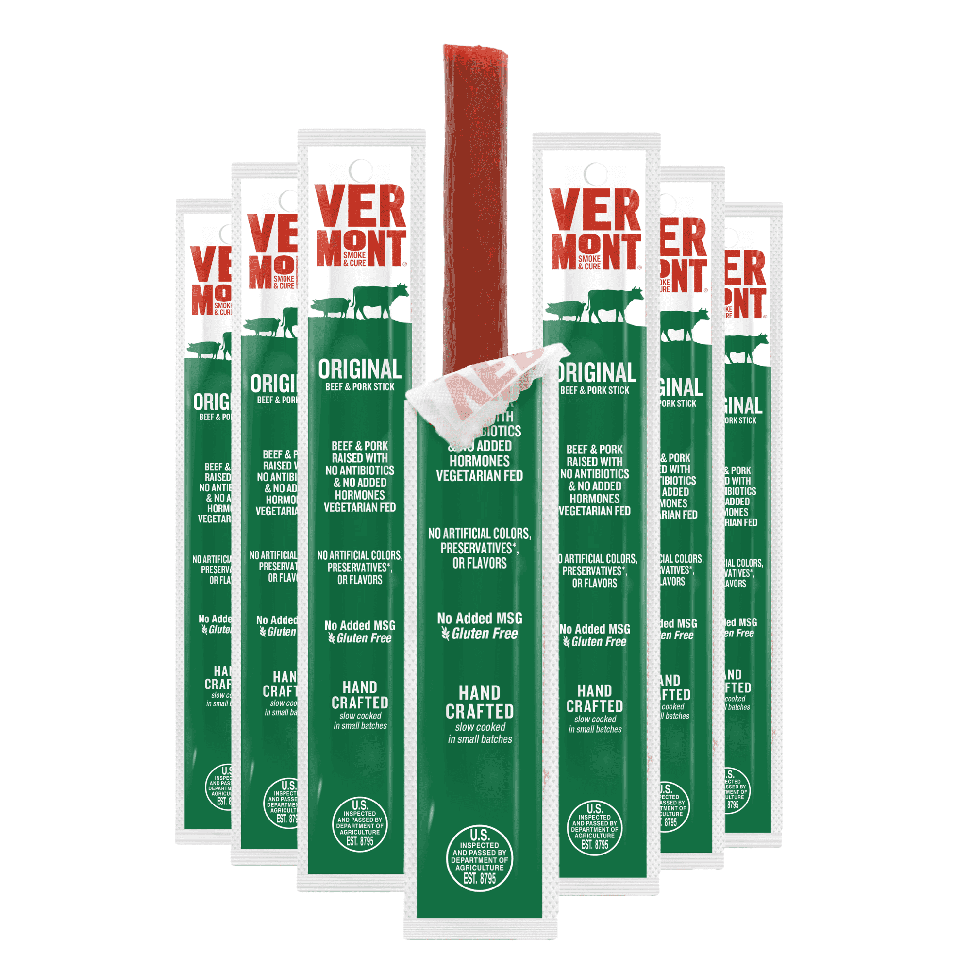Vermont Smoke & Cure Original Beef and Pork Meat Sticks 1oz Individually Wrapped Protein Snacks 24Ct