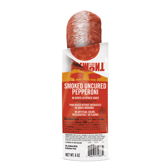 Vermont Smoke & Cure Uncured Smoked Pepperoni Stick for Pizza and Charcuterie Board 6 oz Meat Stick