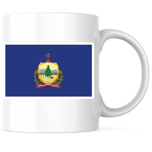Vermont State Flag Coffee Mug - VT State Flag Mug - Choose from 50 States - 11 Ounce Coffee Mug - Design Printed On Both Sides - Glossy Ceramic - Microwave & Dishwasher Safe - BMCM01331