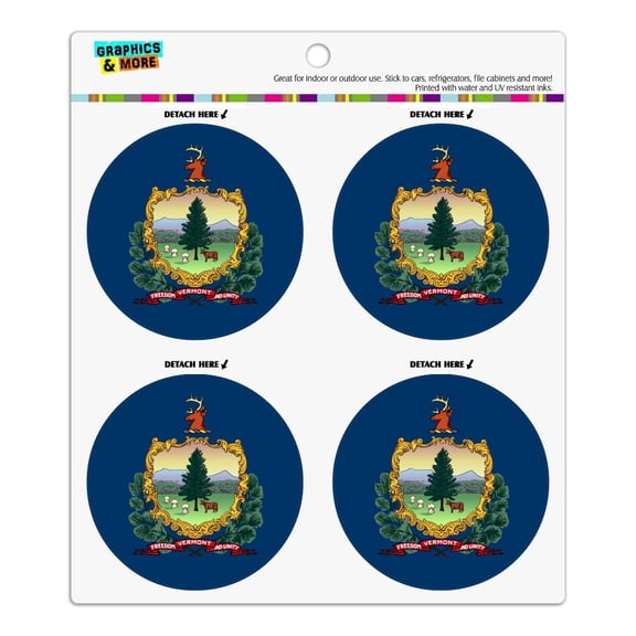 Vermont State Flag Refrigerator Fridge Locker Vinyl Circle Magnet Set