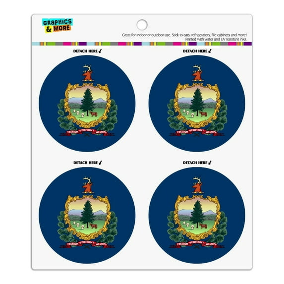 Vermont State Flag Refrigerator Fridge Locker Vinyl Circle Magnet Set