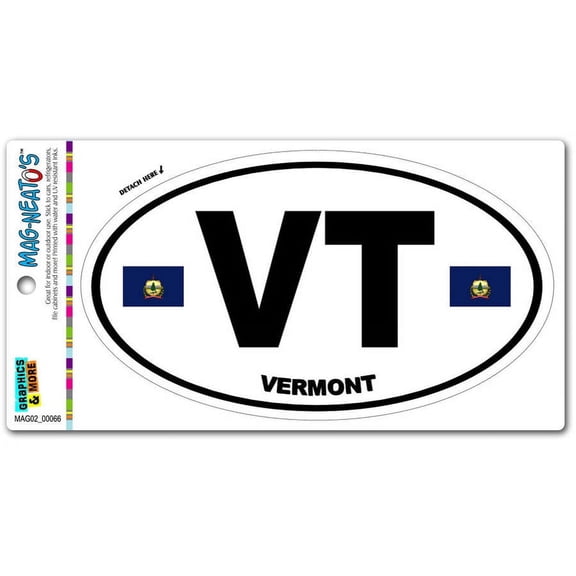 Vermont State Flag - VT Euro Oval MAG-NEATO'S(TM) Car/Refrigerator Magnet