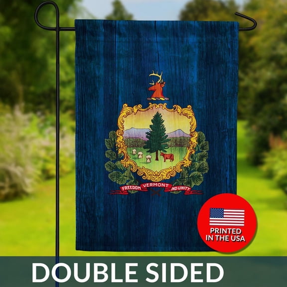 Vermont State Flag Wood Texture Double Sided Garden Decor 1