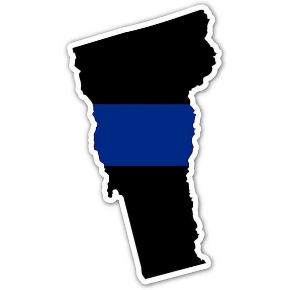 Vermont State Shape Police The Thin Blue Line Ribbon - Law Enforcement Family, Supporter, Personnel Bumper Sticker Decal 3x5 in