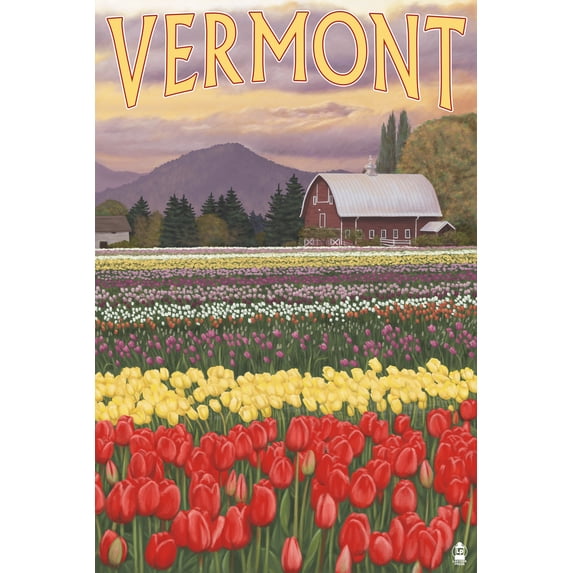 Vermont, Tulip Fields (9x12 Wall Art Print, Home Decor)