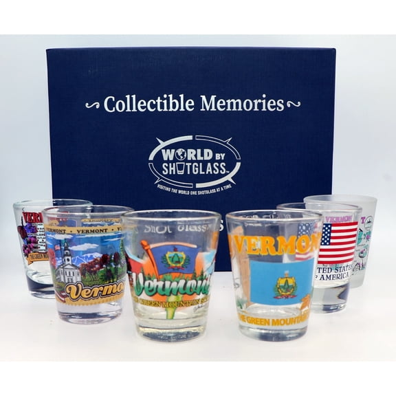 Vermont United States USA Souvenir Boxed Shot Glass Set (Set of 6)