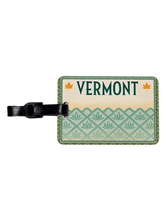 Vermont VT State Travel Vacation Stamp Faux Leather Travel Luggage Tag