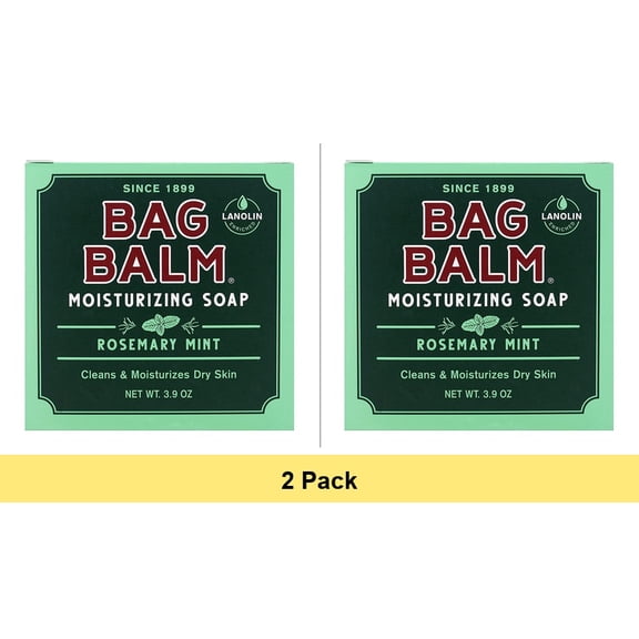 Vermont's Original Bag Balm Moisturizing Bar Soap, Rosemary Mint, 3.9oz - 2 Pack