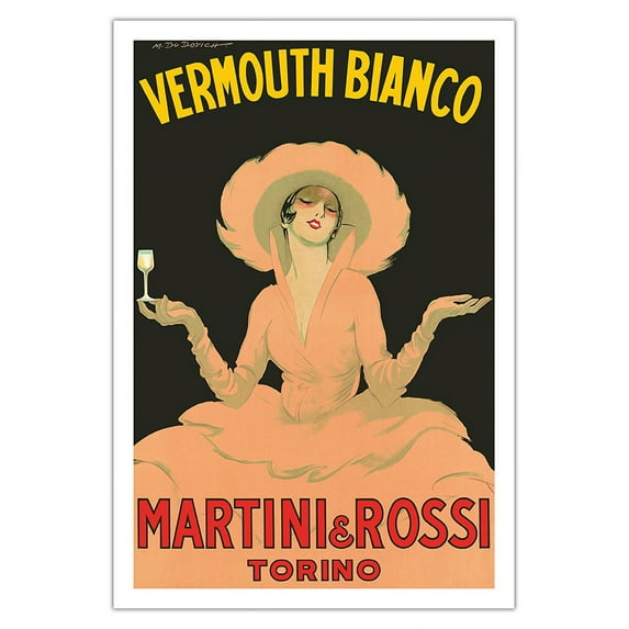 Vermouth Bianco - Martini & Rossi - Torino (Turin) Italy - Vintage Advertising Poster by Marcello Dudovich Unknown - Fine Art Matte Paper Print (Unframed) 30x44in