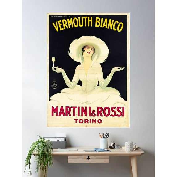 Vermouth Bianco - Martini Rossi - Vintage Art Poster Wall Art, Modern Wall Decor For Living Room Bedroom, 8x12 UNFRAMED
