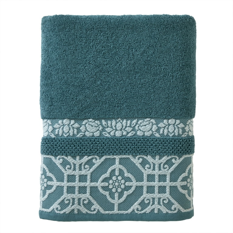 Vern Yip by SKL Home Floral Lanterns Bath Towel Teal 100 Cotton