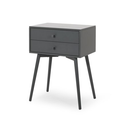 Verna Mid-Century Modern Side Table, Dark Gray