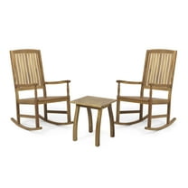 Verna Outdoor 2 Seater Acacia Wood Rocking Chairs and Side Table Set, Teak