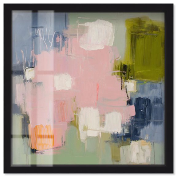 Vernal Equinox II Shadowbox Print Green Abstract Art by Art Remedy, Black Frame, 20 x 20