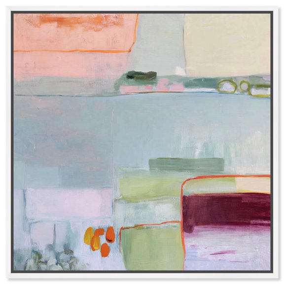 Vernal Equinox IV Canvas Print Green Abstract Art by Art Remedy, White Frame, 24 x 24