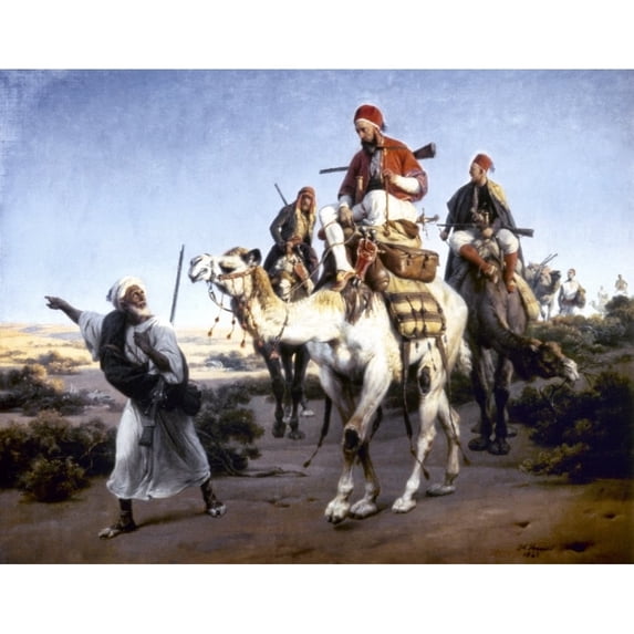 Vernet Arabs 1843. Nhorace Vernet Arabs Travelling In The Desert. Oil 1843. Poster Print by