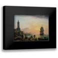 thumbnail image 1 of Vernet, Claude-Joseph 24x19 Black Modern Framed Museum Art Print Titled - A Calm at a Mediterranean Port, 1 of 5