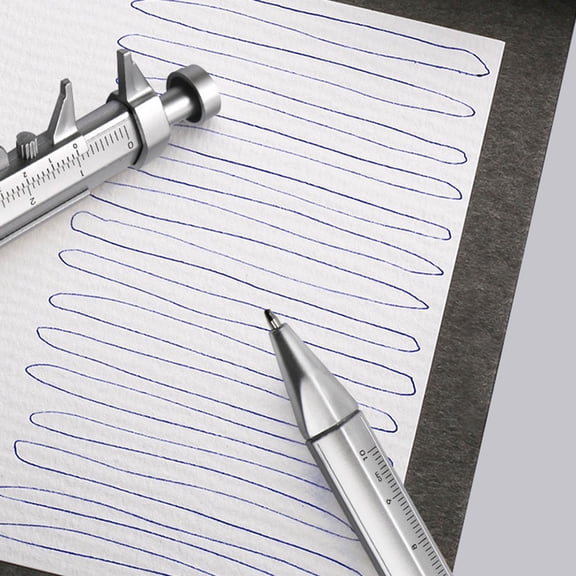 Vernier Caliper Ball Pen With 1.0Mm Black Gel Ink, Multifunction Measuring Ruler Pen, Portable 15Cm Measuring Tool For Students, Smooth Writing & Fast