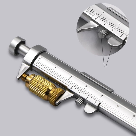 Vernier Caliper Ball Pen With 1.0Mm Black Gel Ink, Multifunction Measuring Ruler Pen For Student Use, Portable 15Cm Long Measuring Tool Pen With Smooth Writing