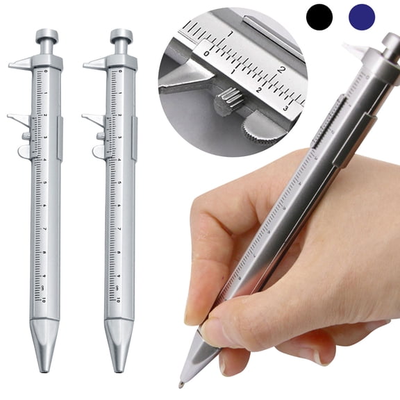 Vernier Caliper Ball Pen With 1.0Mm Black Gel Ink Ballpoint, Multifunction Measuring Ruler Portable Measuring Tool, 0-100Mm Range 2Ml Ink Capacity