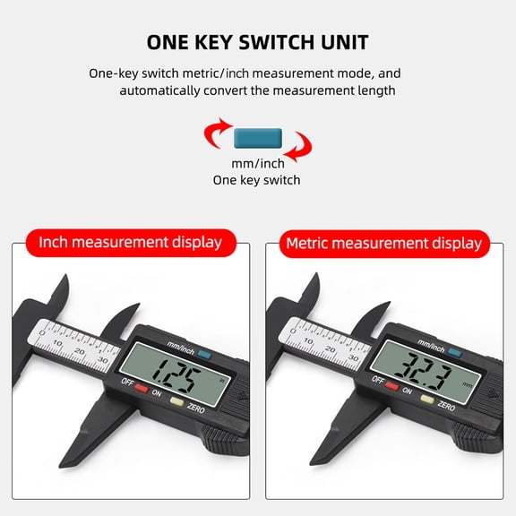 Vernier Caliper,Caliper Carbon Fiber Caliper Lcd Display Lcd Display Tool Inch/ 150mm Vernier Slide Caliper Lcd 0-6 Inch/ 150mm Vernier Caliper Fiber Precision Slide Vernier Micrometer 0-6