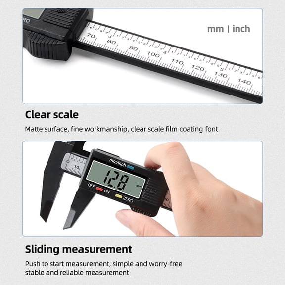 Vernier Caliper,Lcd Display Tool Caliper Lcd Display Caliper Carbon Fiber 0-6 Inch/ 150mm Vernier Caliper Inch/ 150mm Vernier Slide Caliper Lcd Fiber Precision Slide Caliper Eryue 0-6