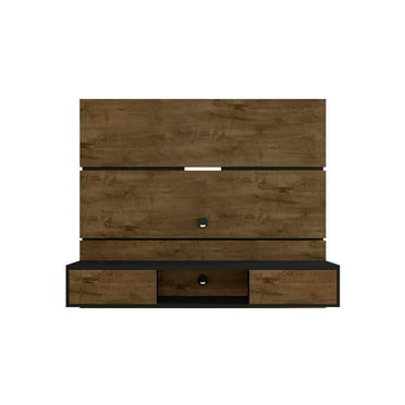 Vernon 62.99 Floating Wall Entertainment Center in Rustic Brown and Black