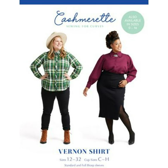 Vernon Shirt Sizes 12 - 32 Sewing Pattern by Jenny Rushmore of Cashmerette Patterns