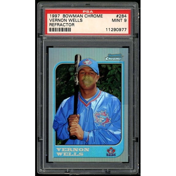 Vernon Wells Rookie Card 1997 Bowman Chrome Refractor #284 PSA 9