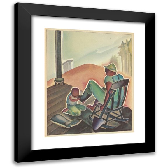 Vernon Winslow 12x14 Black Modern Framed Museum Art Print Titled - Country Life Stories; Some Rural Community Helpers Pl7 (1938)
