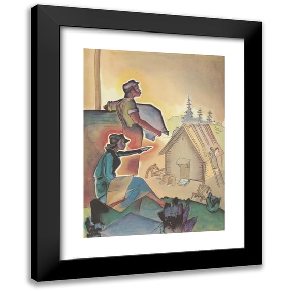 Vernon Winslow 14x18 Black Modern Framed Museum Art Print Titled - Country Life Stories; Some Rural Community Helpers Pl25 (1938)