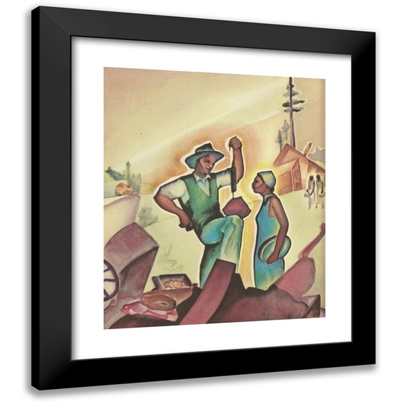 Vernon Winslow 15x17 Black Modern Framed Museum Art Print Titled - Country Life Stories; Some Rural Community Helpers Pl3 (1938)