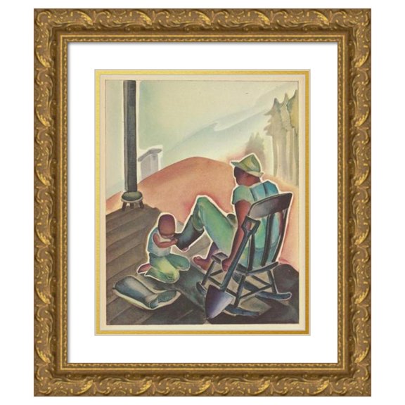 Vernon Winslow 20x24 Gold Ornate Framed and Double Matted Museum Art Print Titled - Country Life Stories; Some Rural Community Helpers Pl7 (1938)
