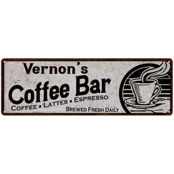 Vernon's Coffee Bar Sign Kitchen Decor 8x24 108240007390