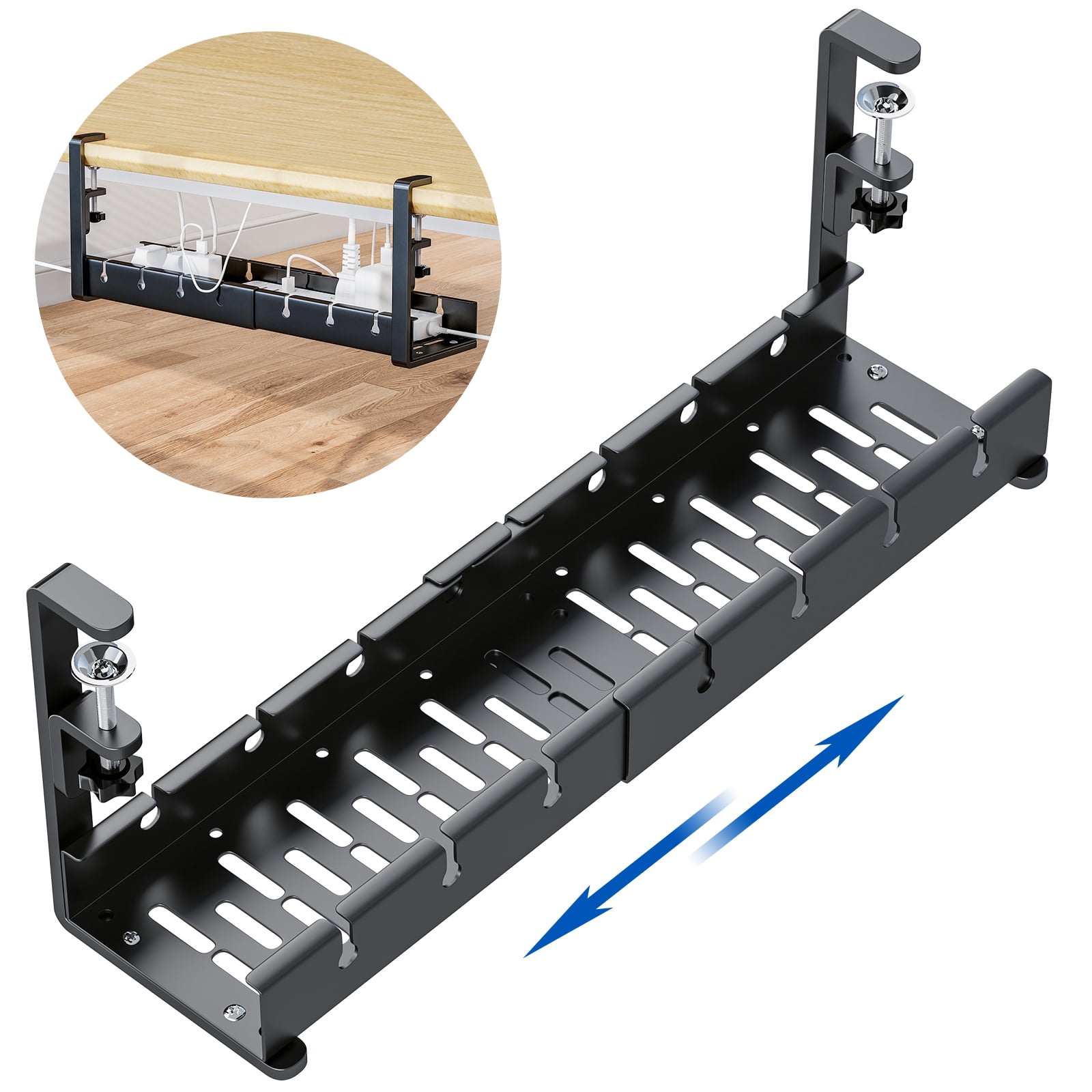 Vernonle Under Desk Cable Management Tray Retractable Cable Management