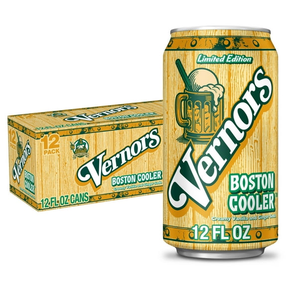 Vernors Caffeine Free Boston Cooler Creamy Vanilla and Ginger Soda Pop, 12 fl oz, 12 Pack Cans