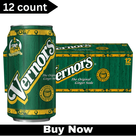 Vernors Caffeine Free Ginger Ale Soda Pop – 12 fl oz Cans, 12 Pack – Crisp & Refreshing Soft Drink