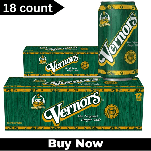 Vernors Caffeine Free Ginger Ale Soda Pop 12 fl oz Cans, 18 Pack Crisp & Refreshing Soft Drink