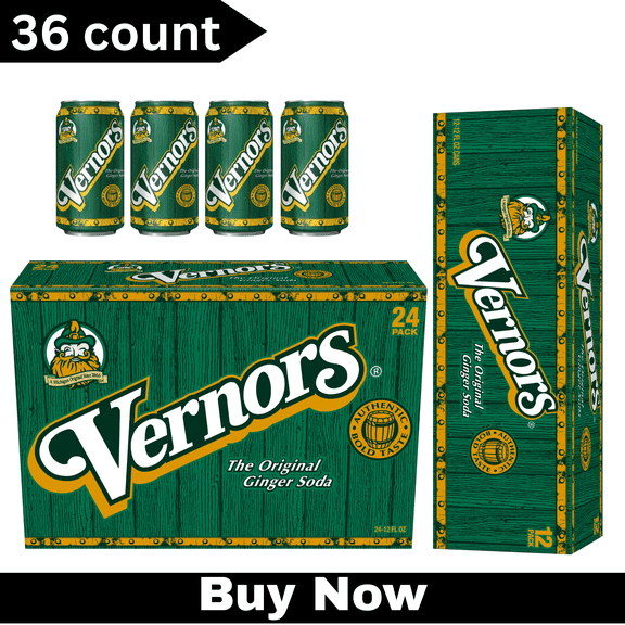 Vernors Caffeine Free Ginger Ale Soda Pop 12 fl oz Cans, 36 Pack Crisp & Refreshing Soft Drink