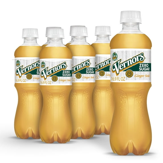Vernors Zero Sugar Ginger Ale Soda Pop, 16.9 fl oz, 6 Pack Bottles