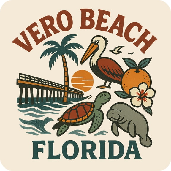 Vero Beach Florida Keepsakes Souvenir Vinyl Sticker – Destination Travel Keepsake Collectible (4-Inches Wide)