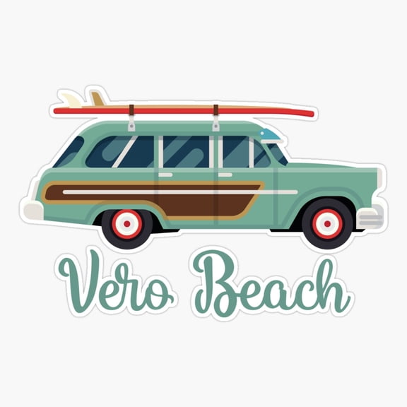 Vero Beach Florida Retro Wagon Sticker